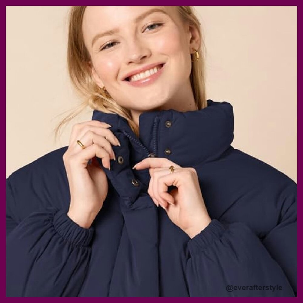 Cropped Full-Zip Puffer Jacket Quilted Matte Sher… - image 5